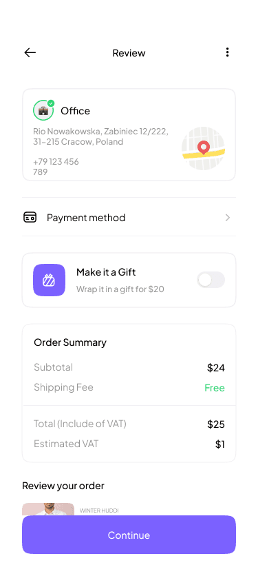 Cart screen step 1